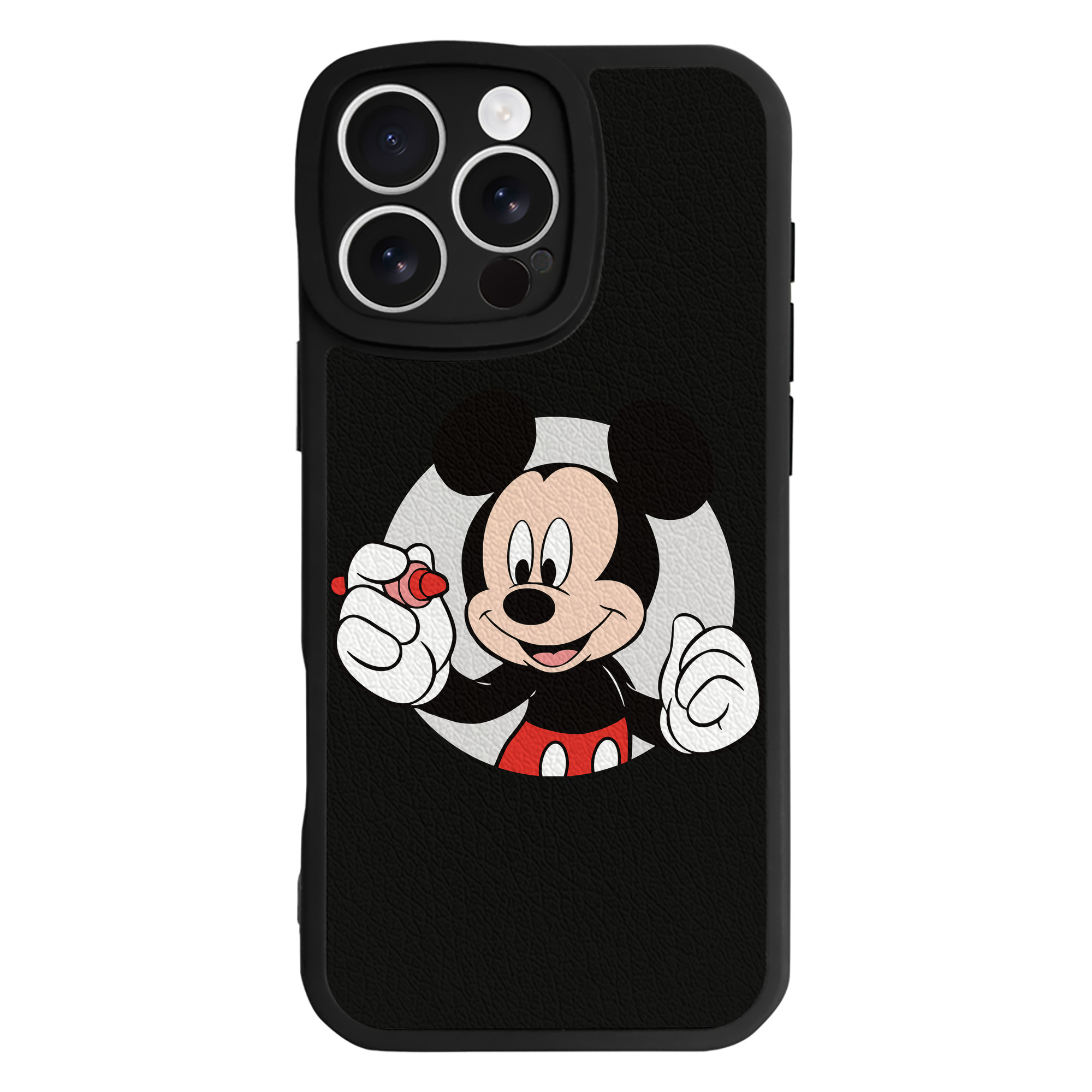 （画像用） ミッキーマウス Mickey Mouse 【iPhone 16シリーズ対応】シリコンスマホケース（レザー調） 材質：シリコン